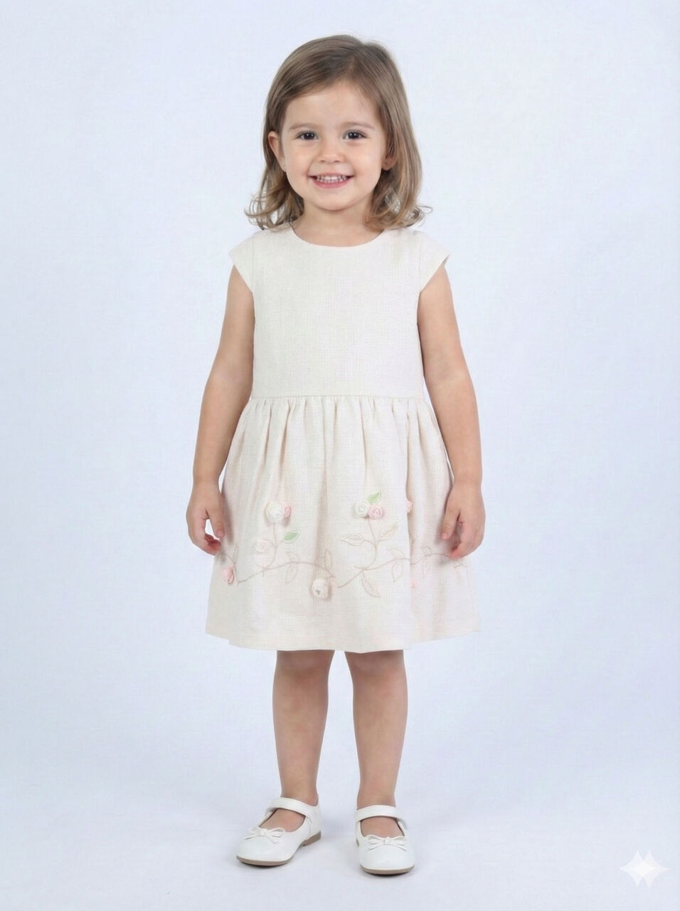 Kız Çocuk Elbise 3-6 Yaş 52140 Bej - 3
