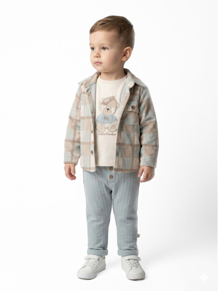 Erkek Çocuk Alt Üst Takım 6-24 Ay 31062 Bej - Mavi - Mumbino