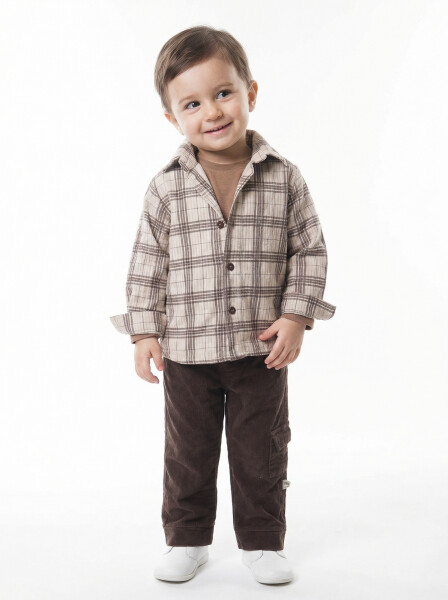 Erkek Çocuk 3'lu Alt Üst Takım 6-24 Ay 31055 Ekru - 4