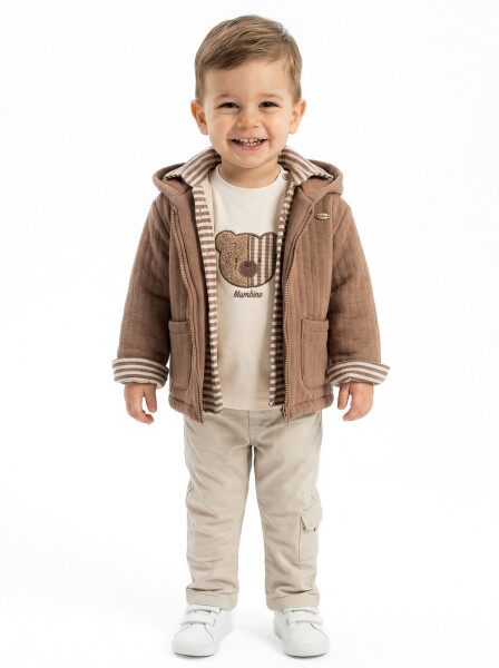 Erkek Çocuk 3'lu Alt Üst Takım 6-24 Ay 31056 Bej - Mumbino
