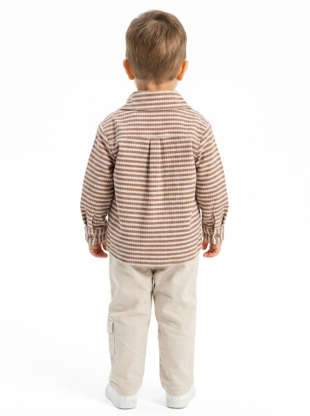 Erkek Çocuk 3'lu Alt Üst Takım 6-24 Ay 31056 Bej - 4