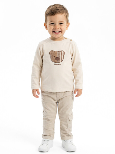 Erkek Çocuk 3'lu Alt Üst Takım 6-24 Ay 31056 Bej - 5