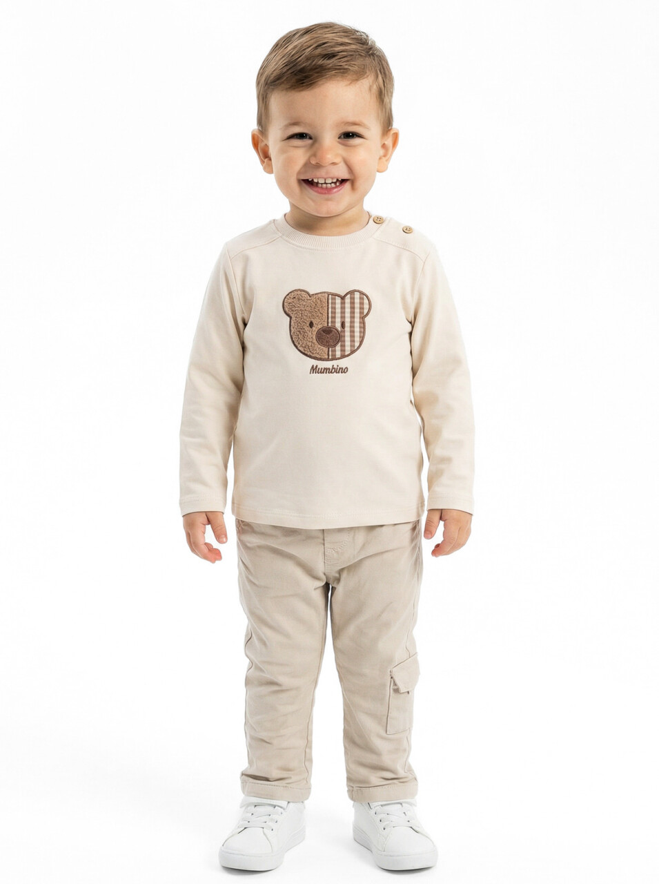 Erkek Çocuk 3'lu Alt Üst Takım 6-24 Ay 31056 Bej - 5