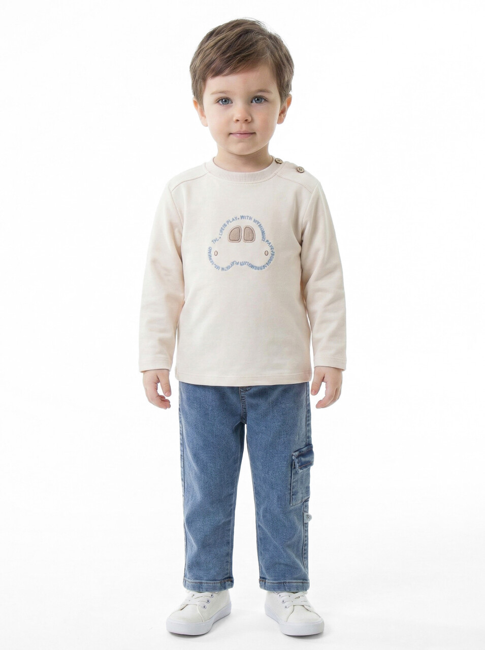 Erkek Çocuk 3'lu Alt Üst Takım 6-24 Ay 31061 Ekru - 3