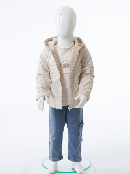 Erkek Çocuk 3'lu Alt Üst Takım 6-24 Ay 31061 Ekru - 6