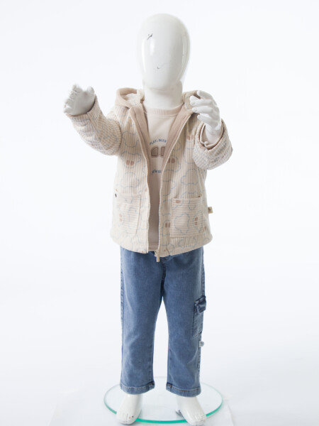 Erkek Çocuk 3'lu Alt Üst Takım 6-24 Ay 31061 Ekru - 7