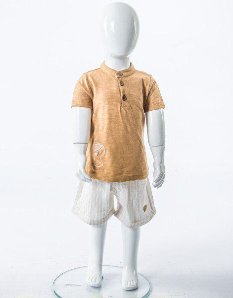 Erkek Çocuk Yazlık 2'li Alt Üst Takım (Tişort + Şort) 3-12 Ay 30103 Camel - 3