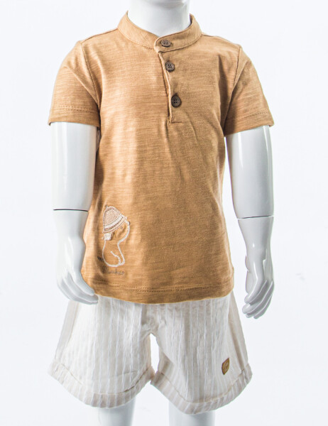 Erkek Çocuk Yazlık 2'li Alt Üst Takım (Tişort + Şort) 3-12 Ay 30103 Camel - 4