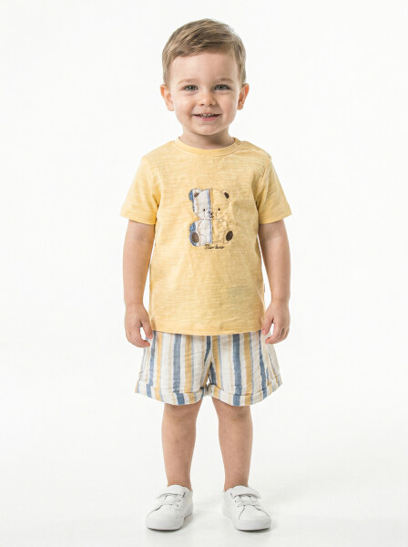 Erkek Çocuk Yazlık 2'li Alt Üst Takım (Tişort + Şort) 3-12 Ay 30106 Sarı - Mumbino