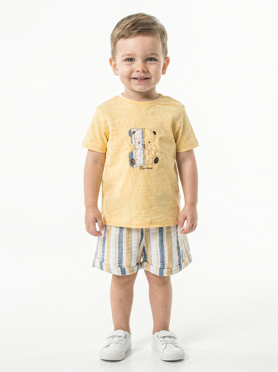 Erkek Çocuk Yazlık 2'li Alt Üst Takım (Tişort + Şort) 3-12 Ay 30106 Sarı - 1