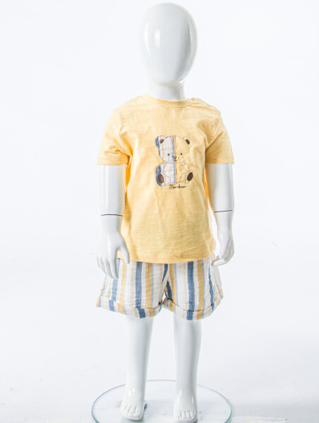 Erkek Çocuk Yazlık 2'li Alt Üst Takım (Tişort + Şort) 3-12 Ay 30106 Sarı - 3