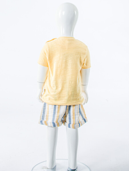 Erkek Çocuk Yazlık 2'li Alt Üst Takım (Tişort + Şort) 3-12 Ay 30106 Sarı - 6