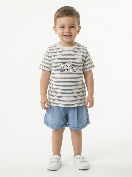 Erkek Çocuk Yazlık 2'li Alt Üst Takım (Tişort + Şort) 3-12 Ay 30108 Mavi - Mumbino