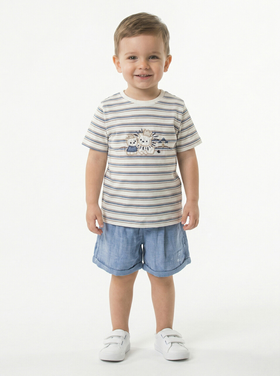 Erkek Çocuk Yazlık 2'li Alt Üst Takım (Tişort + Şort) 3-12 Ay 30108 Mavi - 1