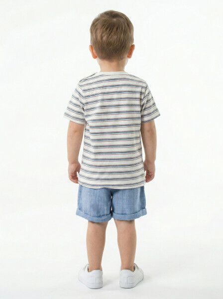 Erkek Çocuk Yazlık 2'li Alt Üst Takım (Tişort + Şort) 3-12 Ay 30108 Mavi - 2