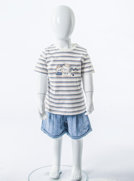 Erkek Çocuk Yazlık 2'li Alt Üst Takım (Tişort + Şort) 3-12 Ay 30108 Mavi - 3