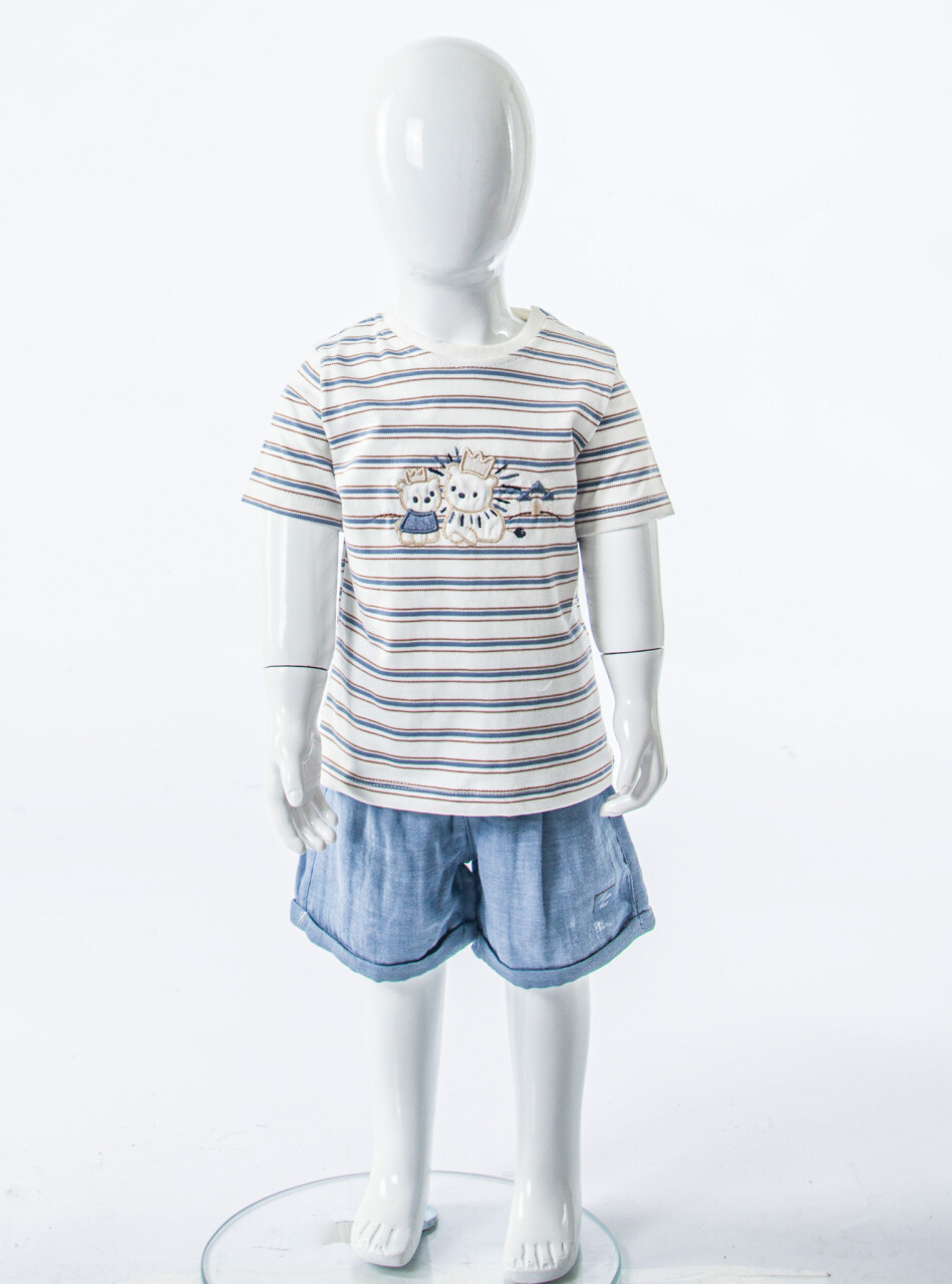 Erkek Çocuk Yazlık 2'li Alt Üst Takım (Tişort + Şort) 3-12 Ay 30108 Mavi - 3