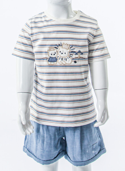 Erkek Çocuk Yazlık 2'li Alt Üst Takım (Tişort + Şort) 3-12 Ay 30108 Mavi - 4