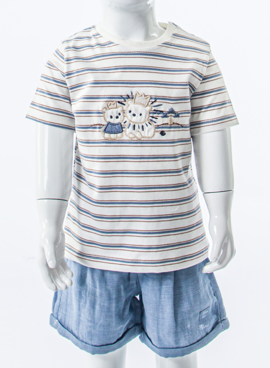 Erkek Çocuk Yazlık 2'li Alt Üst Takım (Tişort + Şort) 3-12 Ay 30108 Mavi - 4