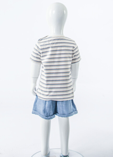 Erkek Çocuk Yazlık 2'li Alt Üst Takım (Tişort + Şort) 3-12 Ay 30108 Mavi - 6