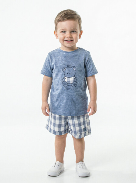 Erkek Çocuk Yazlık 2'li Alt Üst Takım (Tişort + Şort) 3-12 Ay 30118 Mavi - Mumbino