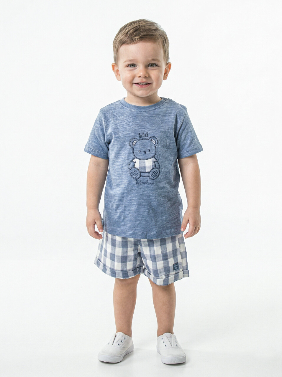 Erkek Çocuk Yazlık 2'li Alt Üst Takım (Tişort + Şort) 3-12 Ay 30118 Mavi - 1