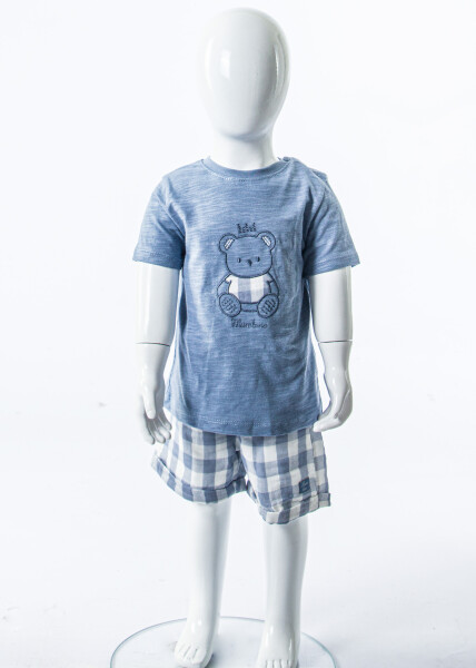 Erkek Çocuk Yazlık 2'li Alt Üst Takım (Tişort + Şort) 3-12 Ay 30118 Mavi - 3