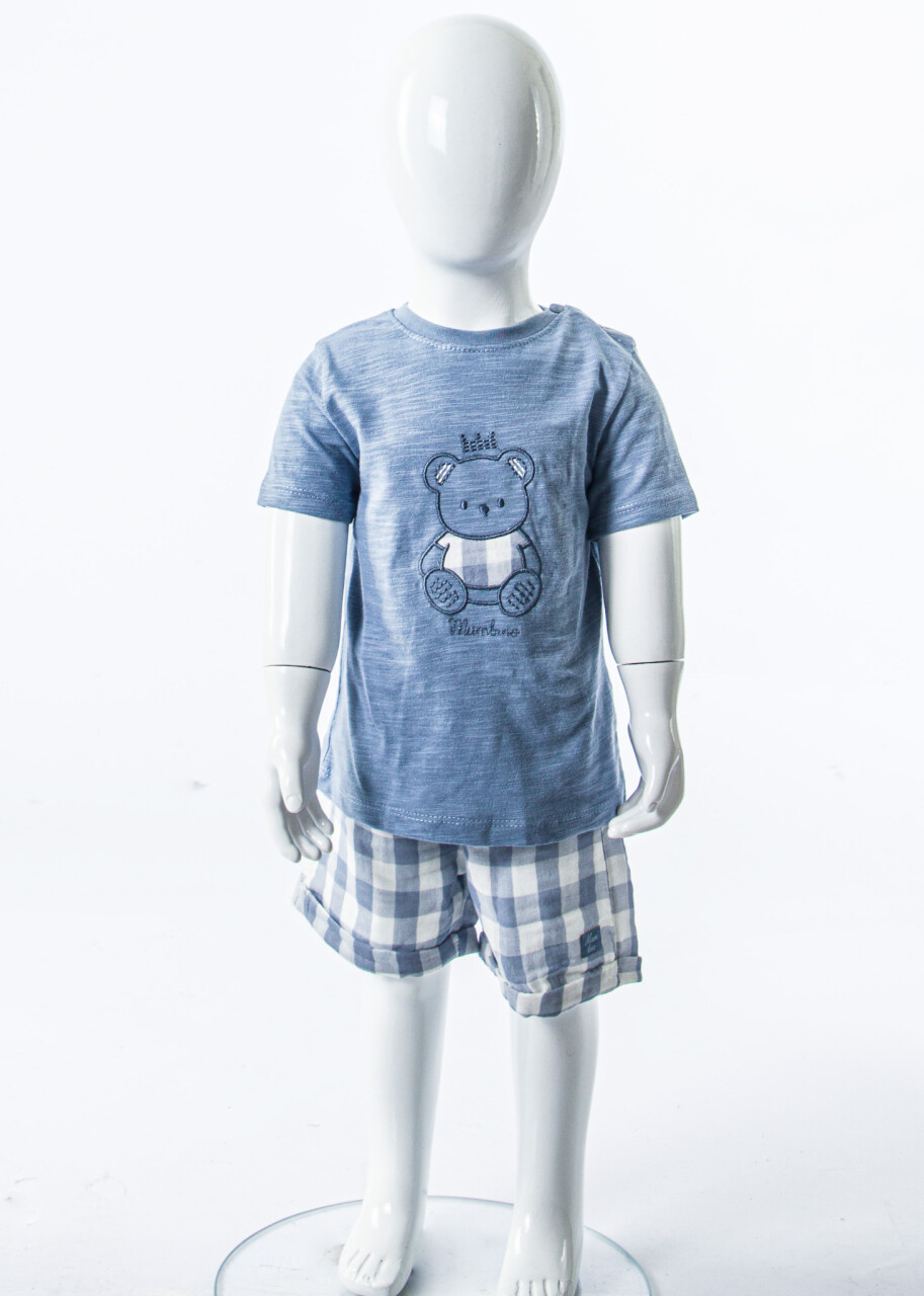 Erkek Çocuk Yazlık 2'li Alt Üst Takım (Tişort + Şort) 3-12 Ay 30118 Mavi - 3