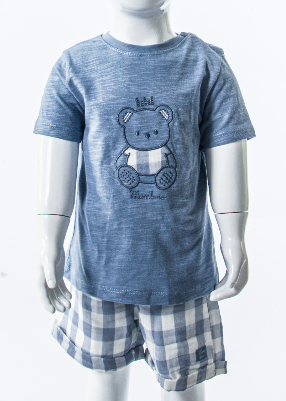 Erkek Çocuk Yazlık 2'li Alt Üst Takım (Tişort + Şort) 3-12 Ay 30118 Mavi - 4