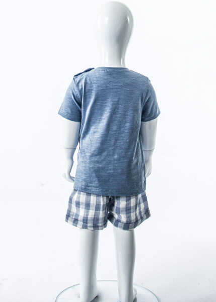 Erkek Çocuk Yazlık 2'li Alt Üst Takım (Tişort + Şort) 3-12 Ay 30118 Mavi - 6