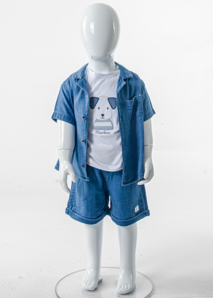 Erkek Çocuk Yazlık 3'li Alt Üst Takım 6-24 Ay 30115 Mavi - 3