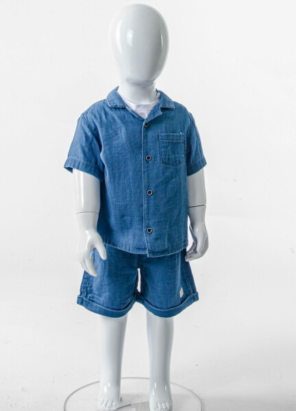 Erkek Çocuk Yazlık 3'li Alt Üst Takım 6-24 Ay 30115 Mavi - 4