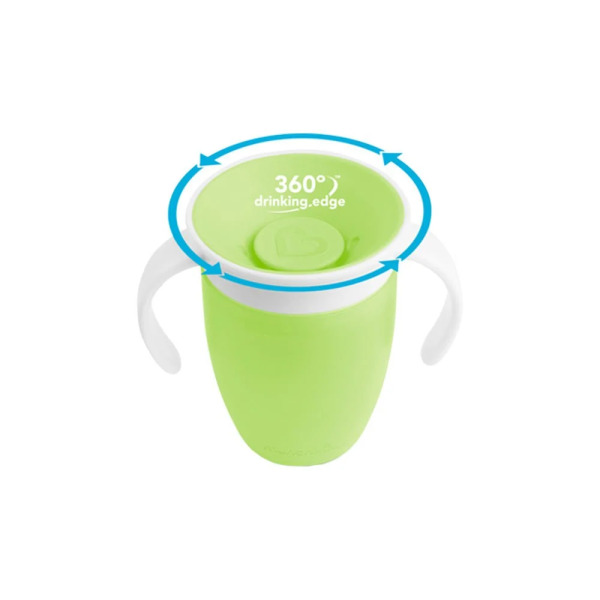 كوب تدريب مونشكين ميراكل 360 درجة، مناسب للأطفال من عمر 6 أشهر فما فوق، سعة 207 مل، لون أخضر - 3