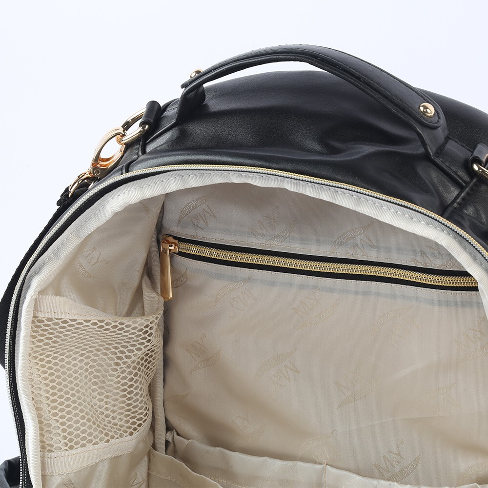 M&Y Oeste Deri Anne Bebek Bakım Sırt Çantası 7300 Siyah - 4