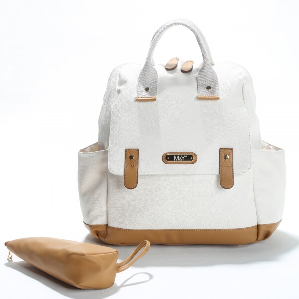 M&Y Holifera Deri Anne Bebek Bakım Sırt Çantası 7260 Krem - M&Y