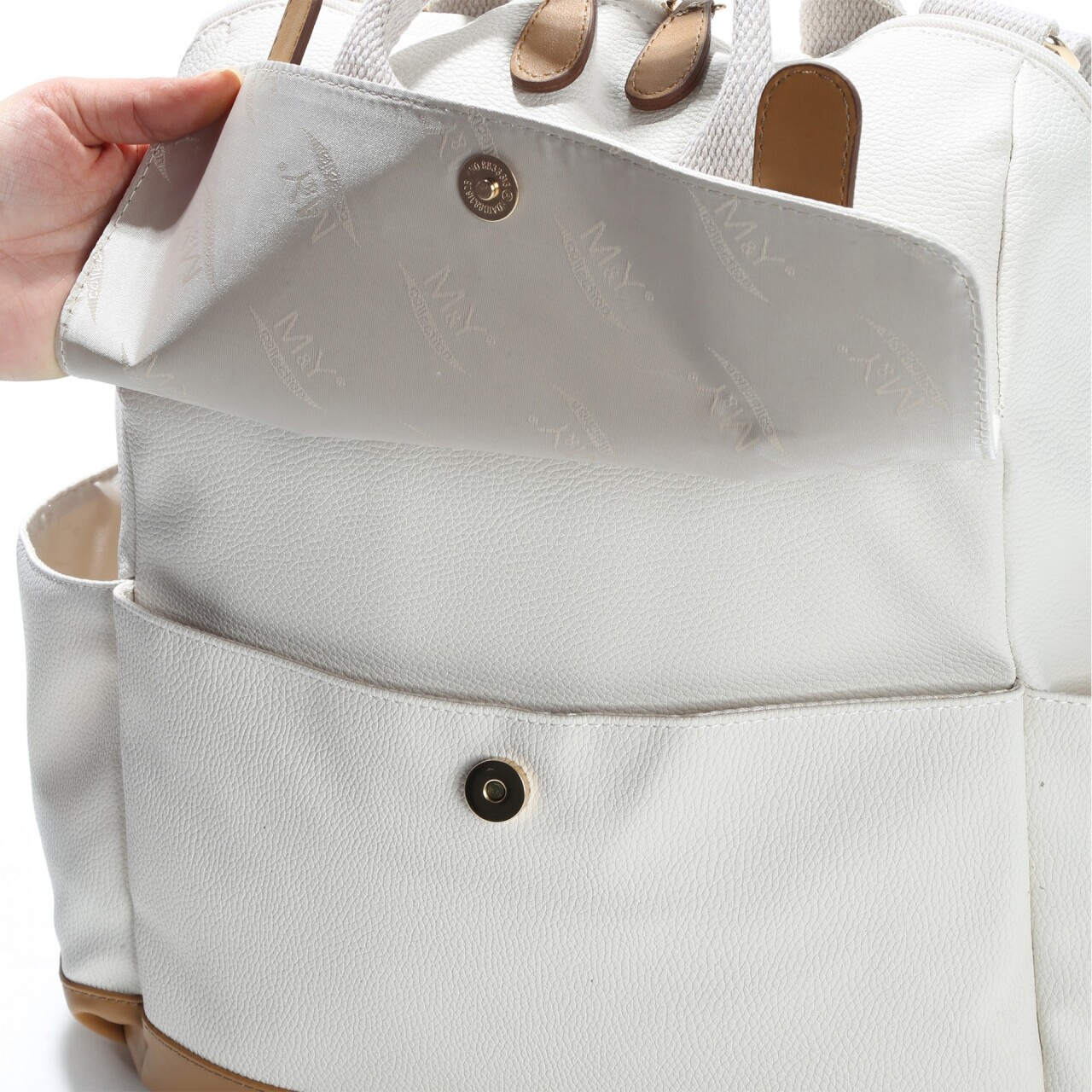 M&Y Holifera Deri Anne Bebek Bakım Sırt Çantası 7260 Krem - 4