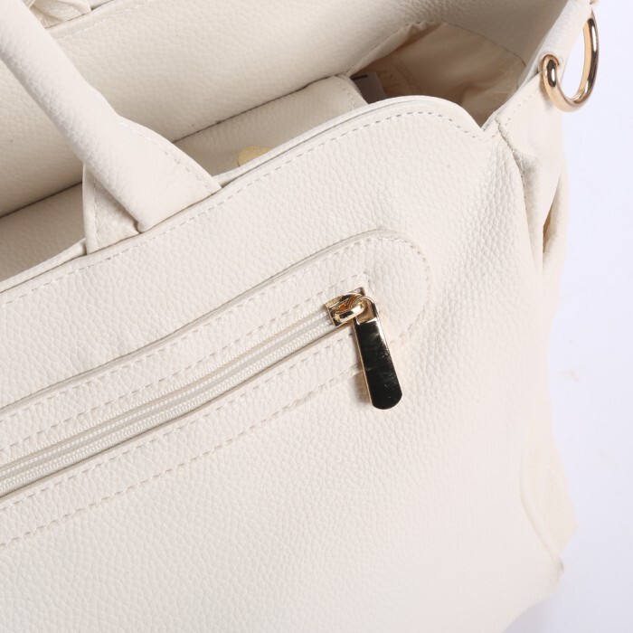 حقيبة تغيير الحفاضات الجلدية للأم والطفل من إم آند واي جونو، رقم 7281، لون كريمي - 4