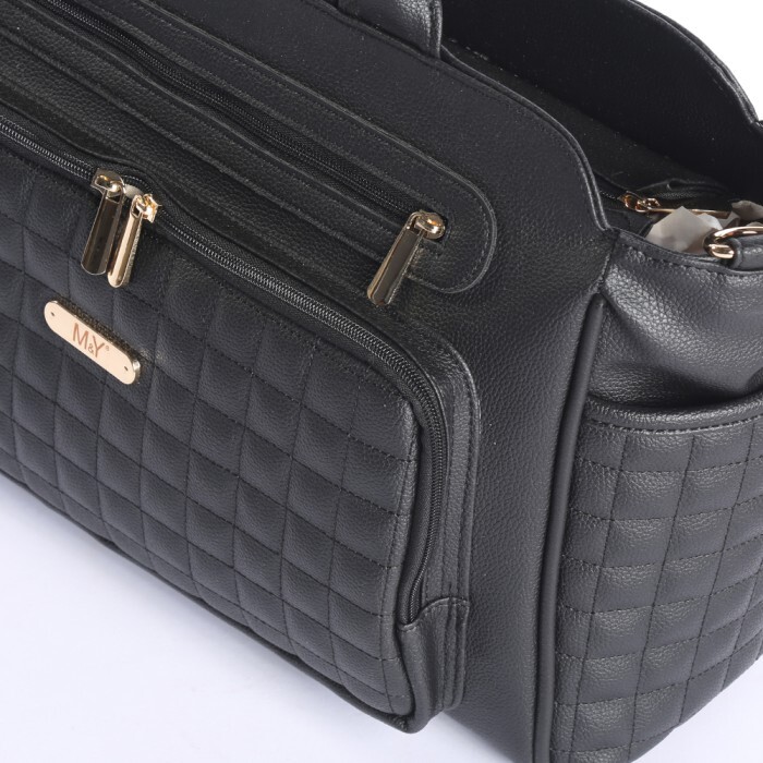 حقيبة تغيير الحفاضات الجلدية للأم والطفل من إم آند واي جونو، رقم 7281، لون أسود - 3