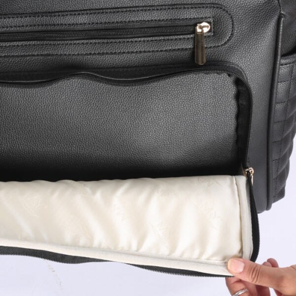 حقيبة تغيير الحفاضات الجلدية للأم والطفل من إم آند واي جونو، رقم 7281، لون أسود - 4