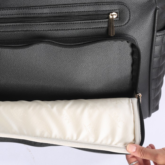 حقيبة تغيير الحفاضات الجلدية للأم والطفل من إم آند واي جونو، رقم 7281، لون أسود - 4