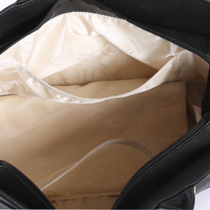 حقيبة تغيير الحفاضات الجلدية للأم والطفل من إم آند واي جونو، رقم 7281، لون أسود - 5