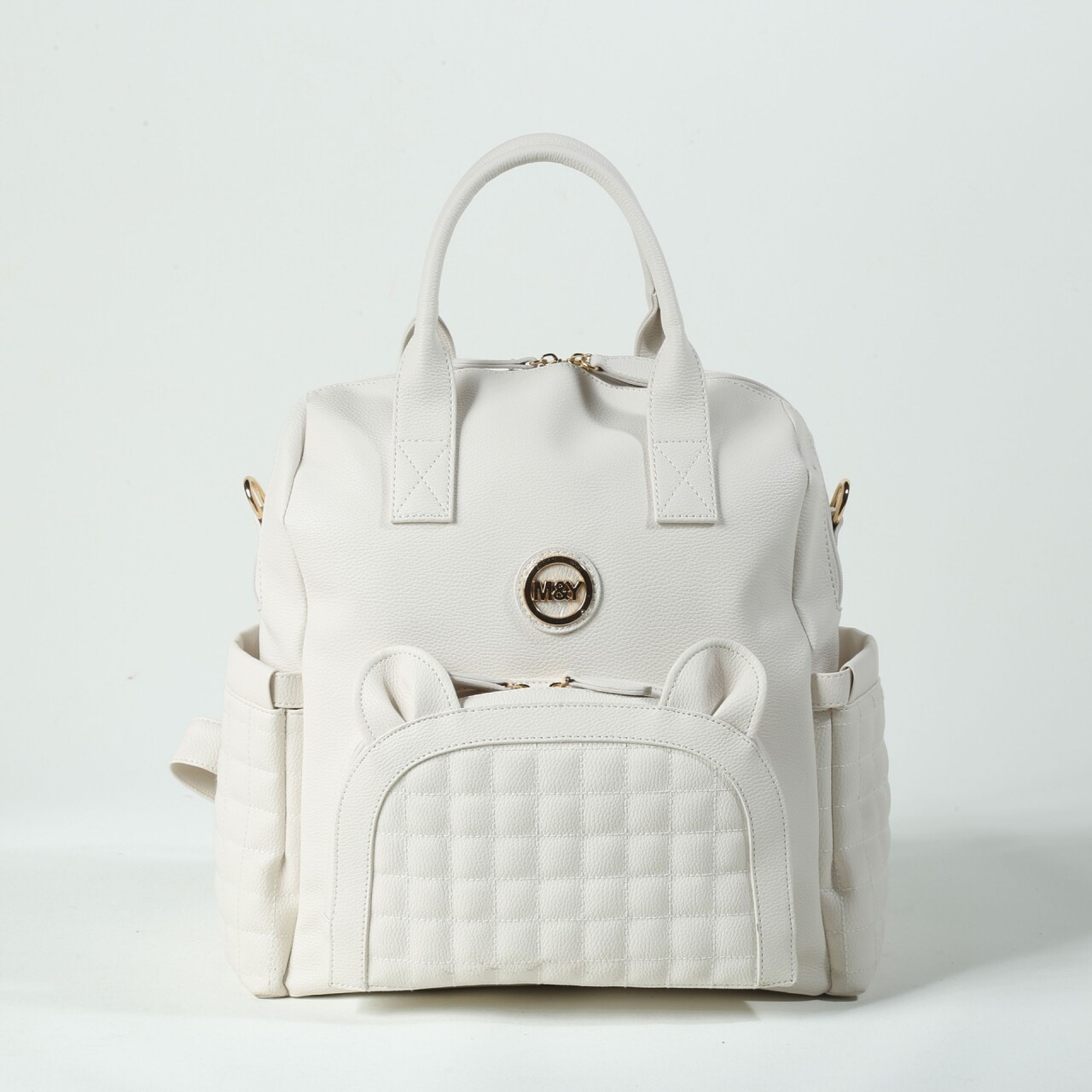 حقيبة ظهر M&Y Kitty الجلدية للعناية بالأم والطفل 7271 كريمي - 1