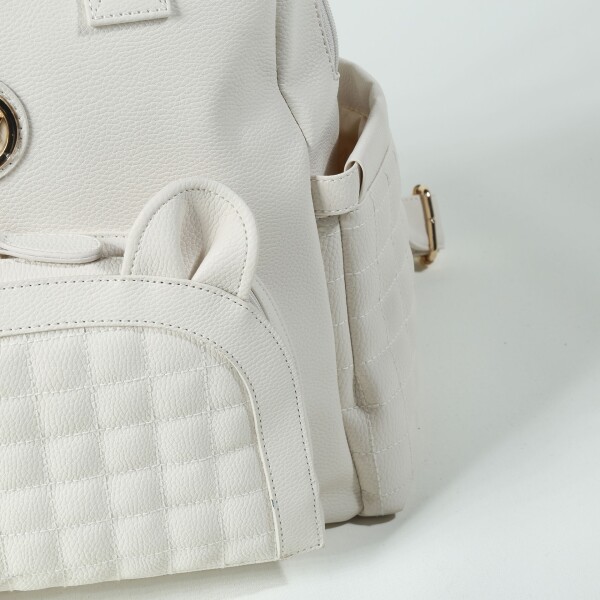 حقيبة ظهر M&Y Kitty الجلدية للعناية بالأم والطفل 7271 كريمي - 4