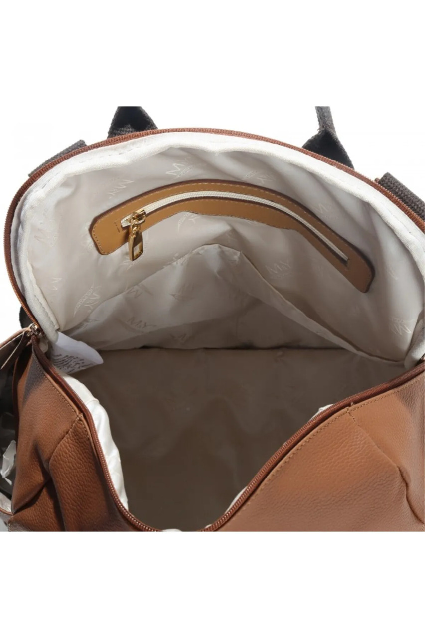حقيبة ظهر جلدية من إم آند واي هوليفيرا للعناية بالأم والطفل 7260 لون بني فاتح - 5