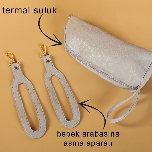 حقيبة ظهر جلدية من إم آند واي كيتي للعناية بالأم والطفل، رقم 7271، لون رمادي - 2