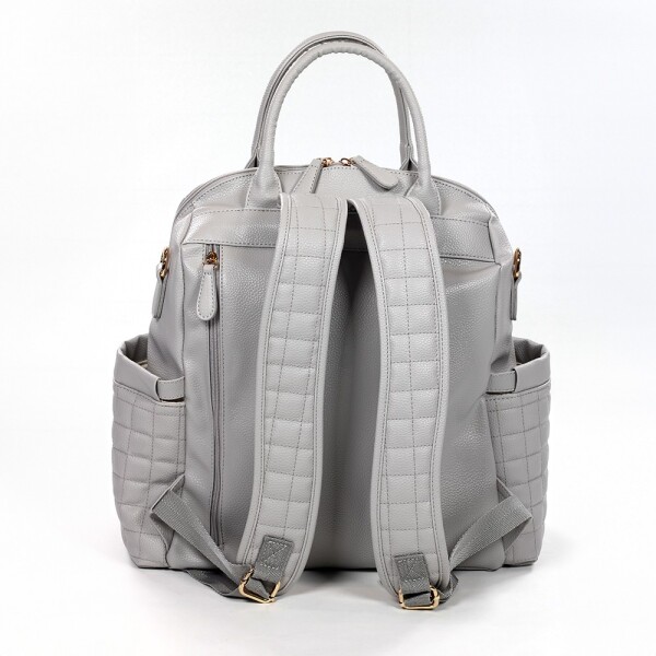 حقيبة ظهر جلدية من إم آند واي كيتي للعناية بالأم والطفل، رقم 7271، لون رمادي - 4