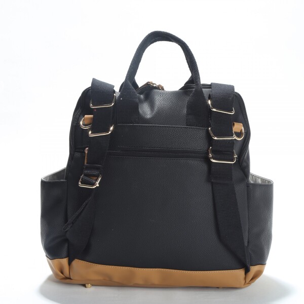 حقيبة ظهر جلدية من إم آند واي هوليفيرا للعناية بالأم والطفل 7260 أسود - 2