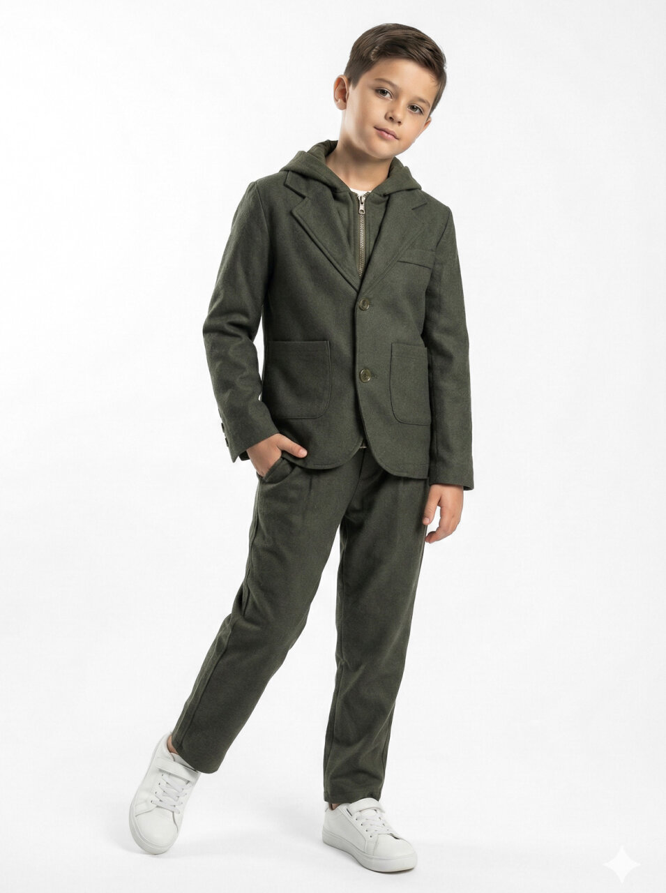 Erkek Çocuk 3'lü Alt Üst Takım 6-9 Yaş 13216 Haki - 2