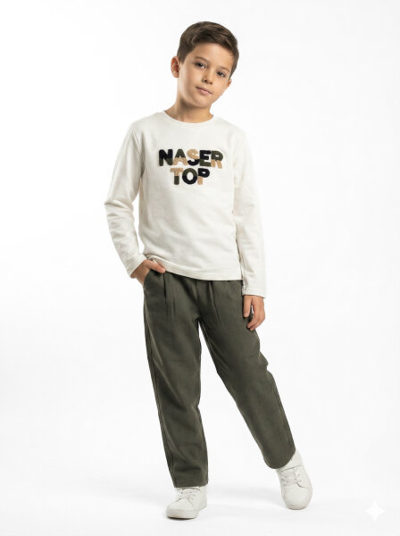 Erkek Çocuk 3'lü Alt Üst Takım 6-9 Yaş 13216 Haki - 4