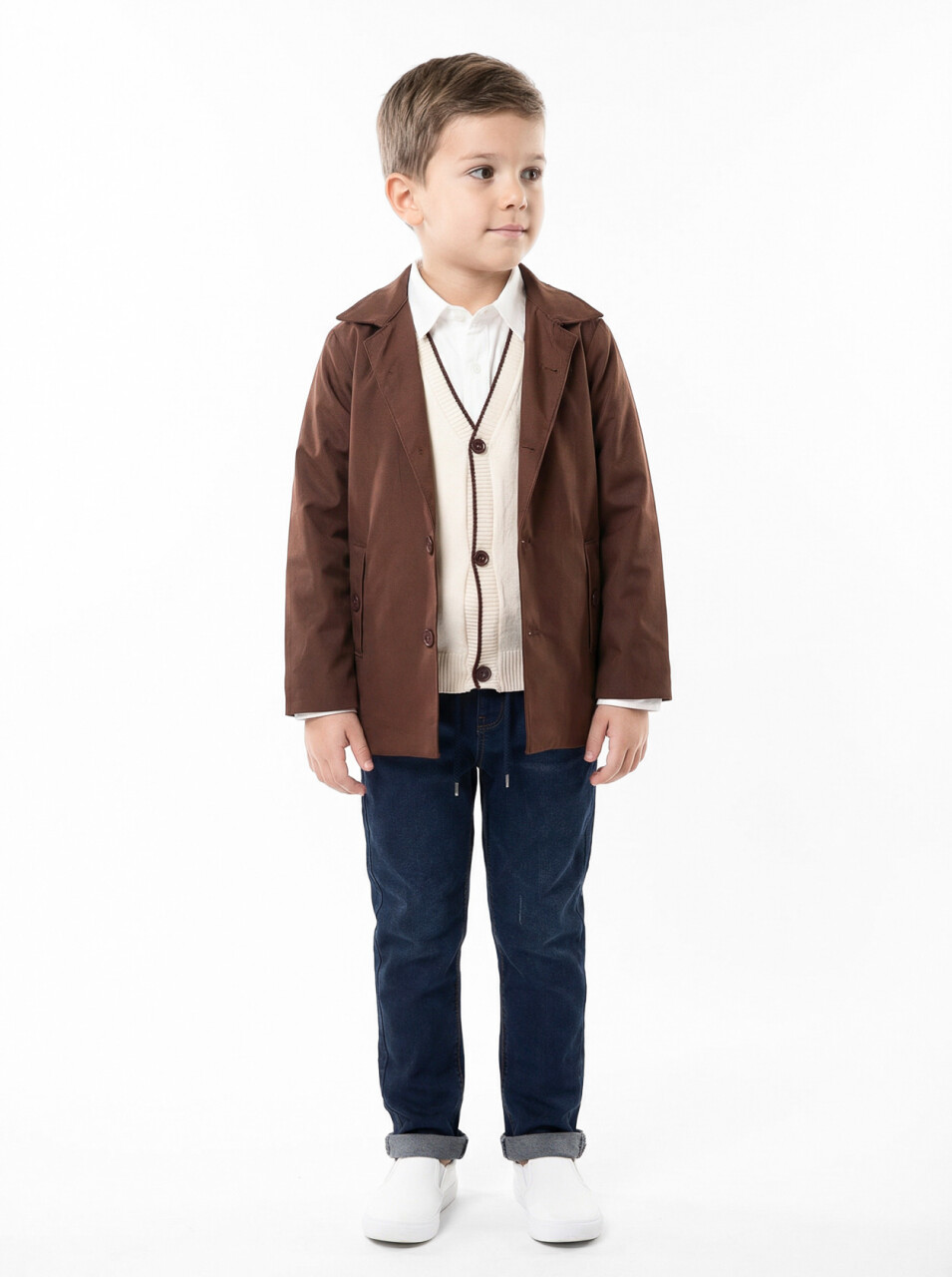 Erkek Çocuk 4'lu Alt Üst Takım 6-9 Yaş 13219 Kahverengi - 1